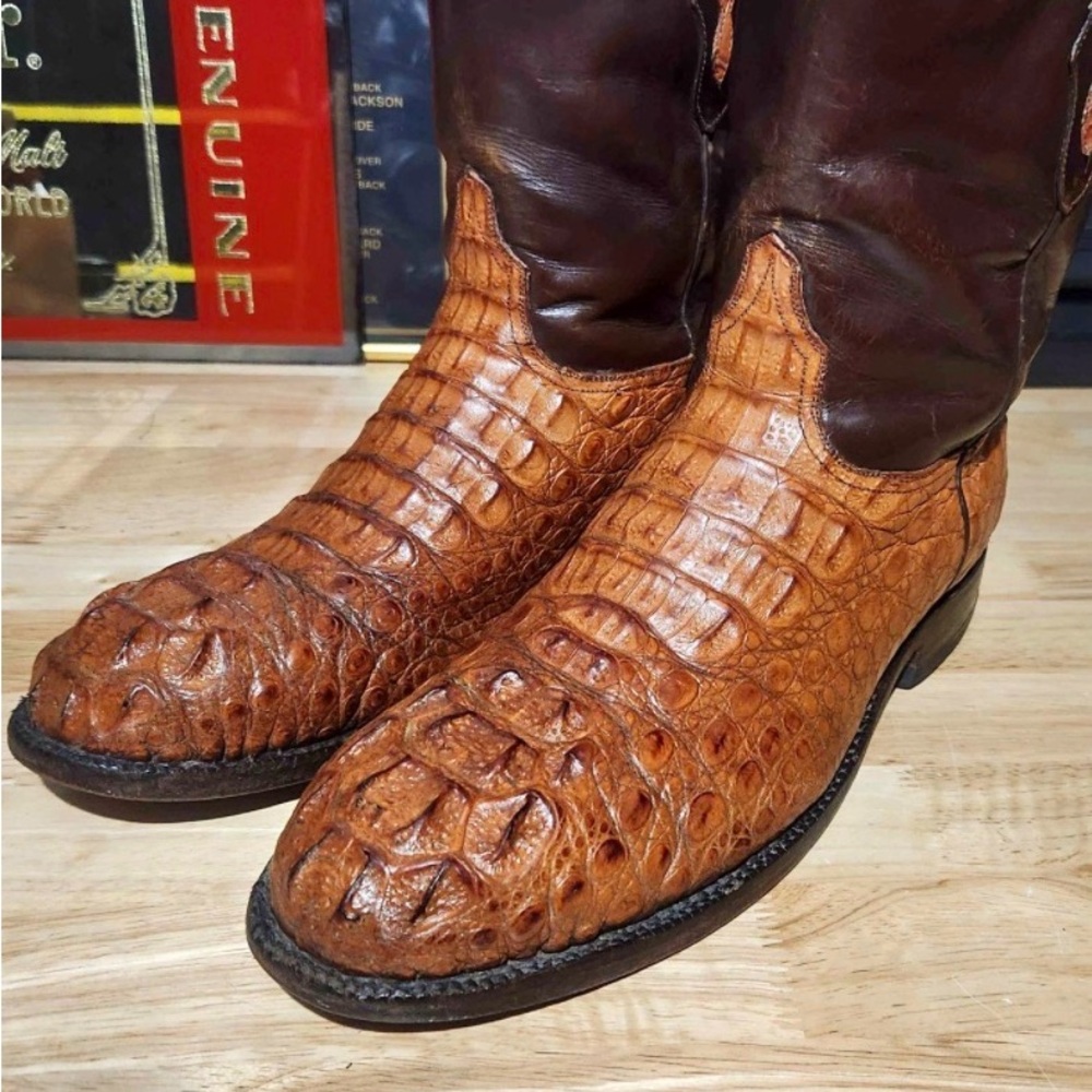 Black‎ Jack Men’s 10.5 D Horned back Caiman Brown Leather Men's Boots